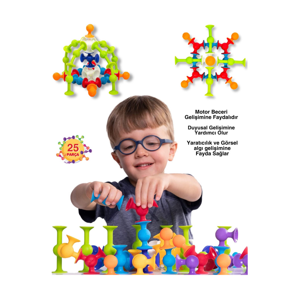 Go Toys Vakum Molekül 25 Parça Yapı Taşları Fidget Duyusal Eğitici Oyuncak Squigz Lego Eğitici Oyuncak Fiyatı