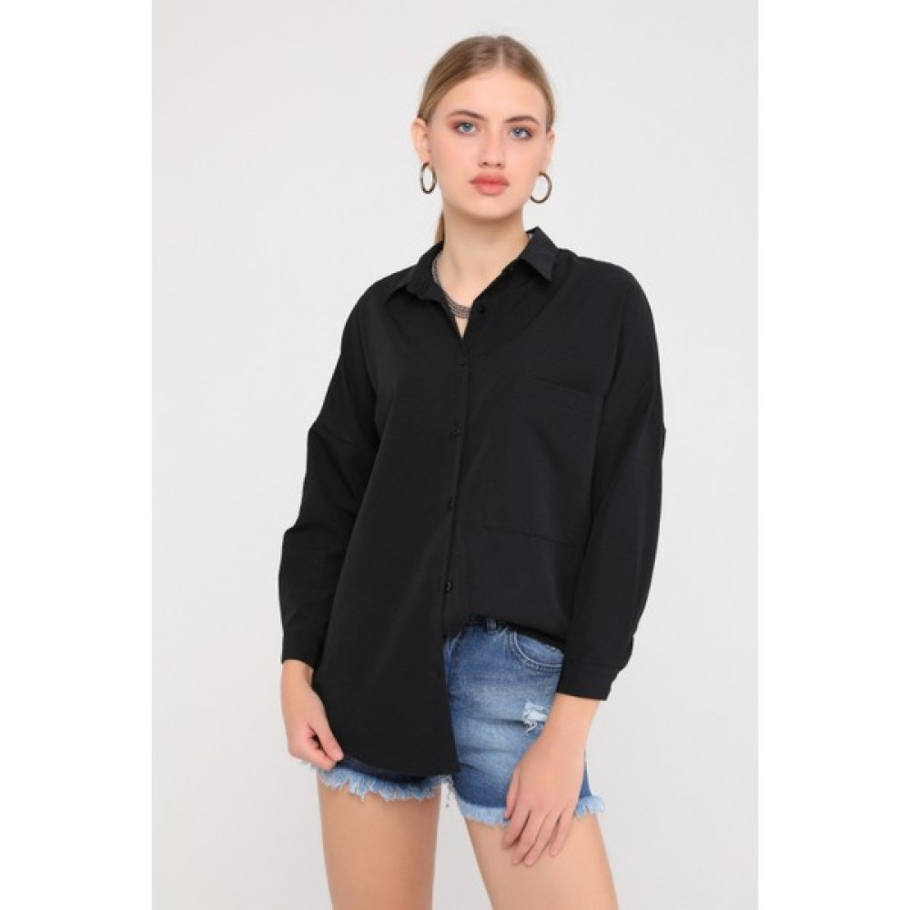 Goarten Oversize Uzun Basic Cepli Gömlek Kadın Gömlek Fiyatı