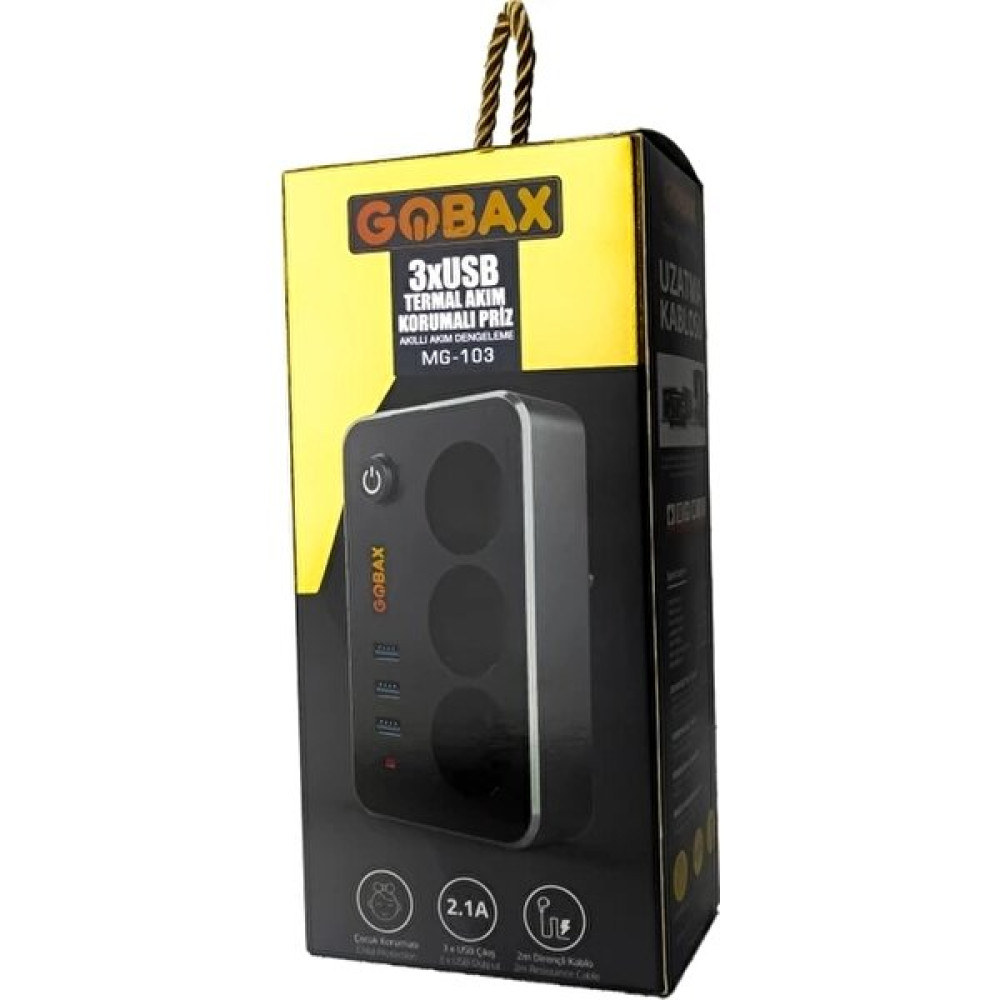 Gobax Akım Korumalı Akıllı Priz,termal Akım Korumalı 3x Ledli Usb, 3x Priz 2 M Uzatmalı Çocuk Korumalı (3712) Prizler Fiyatı