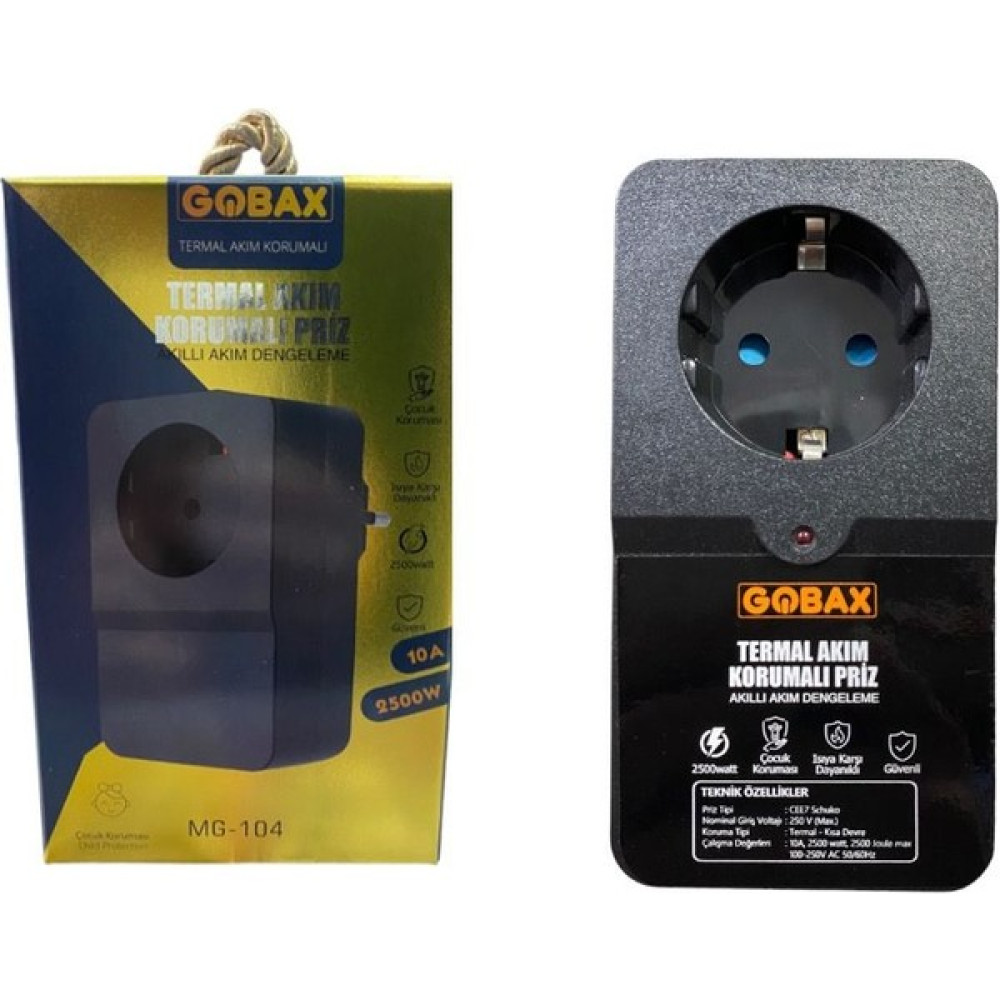 Gobax New Otomatik Algılamalı Akım Korucu -2500W Akım Korumalı Priz - Siyah Prizler Fiyatı