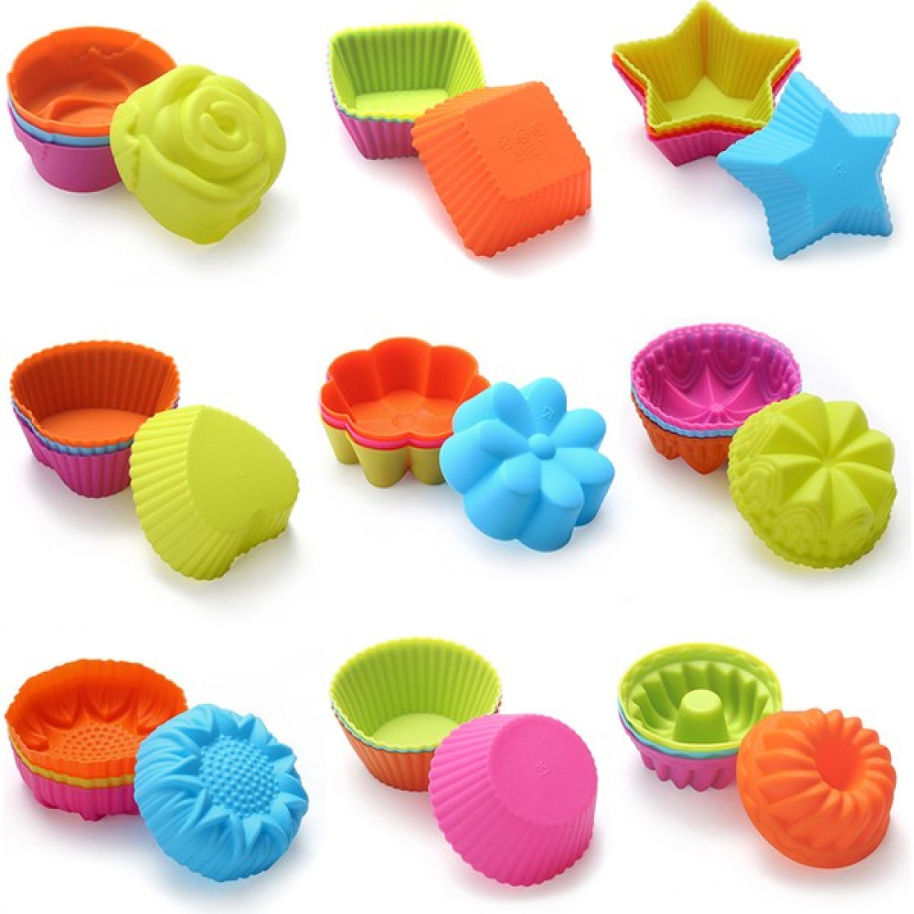 Gobo Store 36 Parça Silikon Muffin Bardakları, Muffin Bardakları, Pasta Çizgileri, Donutlar, 9 Farklı Şekilde Muffin Bardakları (Yurt Dışından) Kek Kalıpları Fiyatı