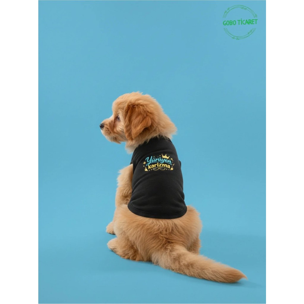 Gobo Yürüyen Karizma Desenli Kedi ve Köpek Kıyafeti–sevimli Evcil Hayvan Tişörtü Elbisesi, Farklı Renk - L - Siyah Giyim & İç Giyim Fiyatı