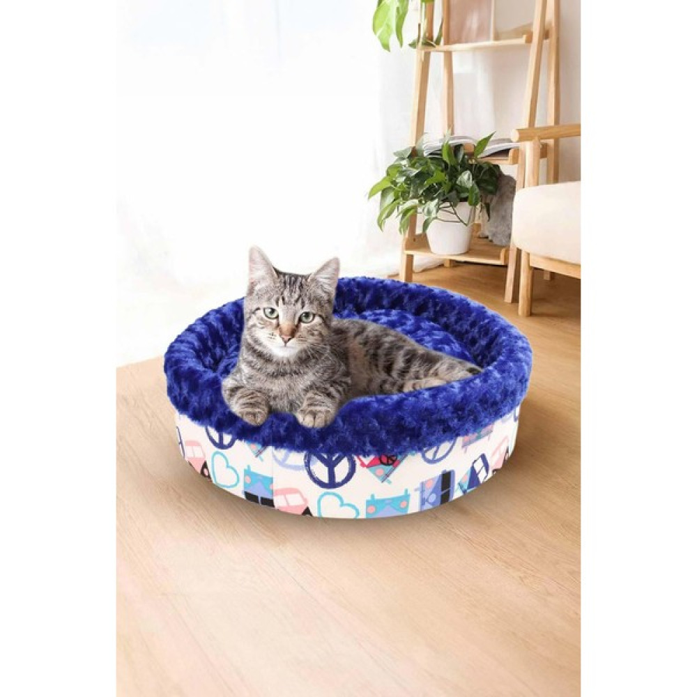 GOBYPET Kedi Köpek Yuvarlak Yatak Peluş, Kedi Köpek Yatağı, Speciel Yatak Mavi 50X40X15 Evcil Hayvan Ürünleri Fiyatı