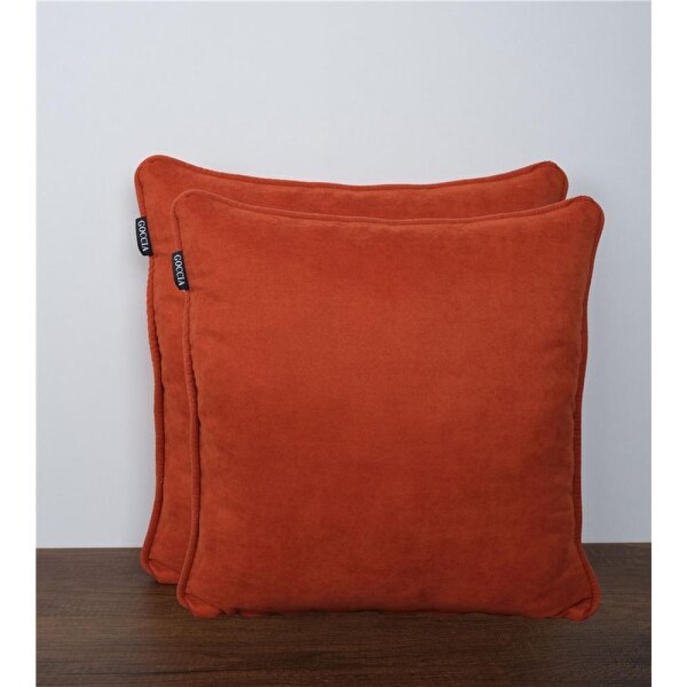 Goccia 2'li Kadife Dokulu Fitilli Kırlent Kılıfı Kiremit - 50 x 50 cm Kırlent / Mobilya Yastığı Fiyatı