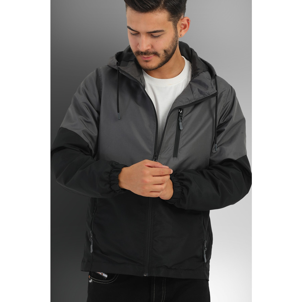 Goccix Erkek Antrasit-siyah Iki Renk Içi Astarlı Suya Dayanıklı Kapüşonlu Cepli Spor Yağmurluk-rüzgarlık 2XL Beden Mont (Outdoor) Fiyatı
