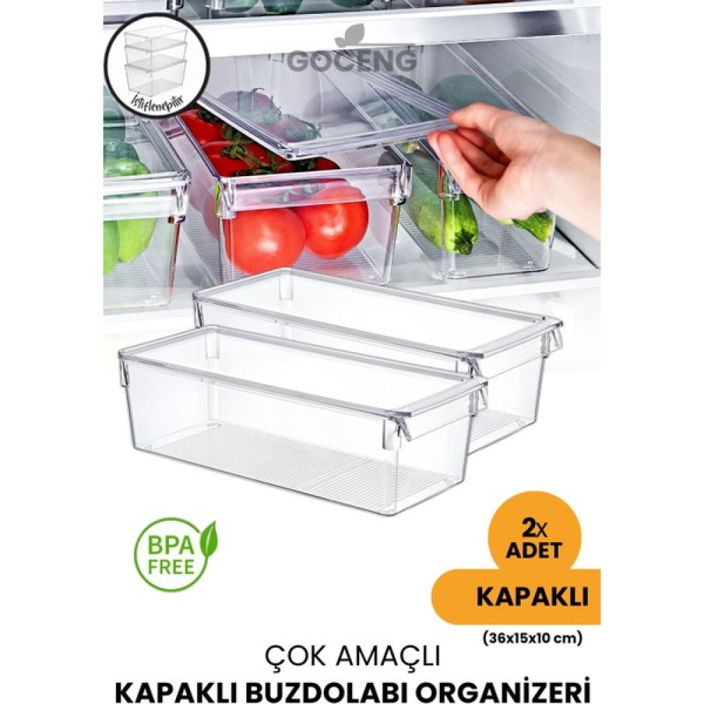 Goceng 2 Adet Kapaklı Midi Tall Clear Buzdolabı Dolap Içi Düzenleyici Organizer Nalburiye & Hırdavat Fiyatı