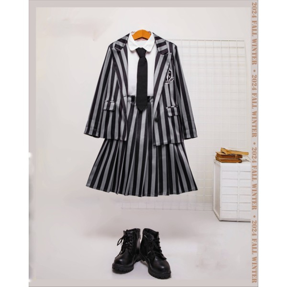 Gocoland Wednesday Addams Cosplay Ceketli Kız Çocuk Takım Ceket&gömlek&etek (Kravat Dahil) Kız Çocuk Giyim Takımı Fiyatı