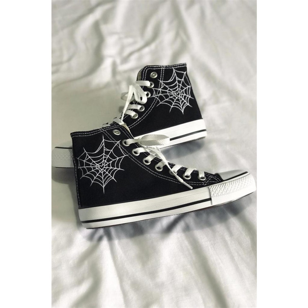 Gofeel Heart Spider Web Kanvas Chuck Taylor Converse Baskılı Unisex Boğazlı Bağcıklı Ayakkabı 40 Beden Spor Ayakkabı Fiyatı