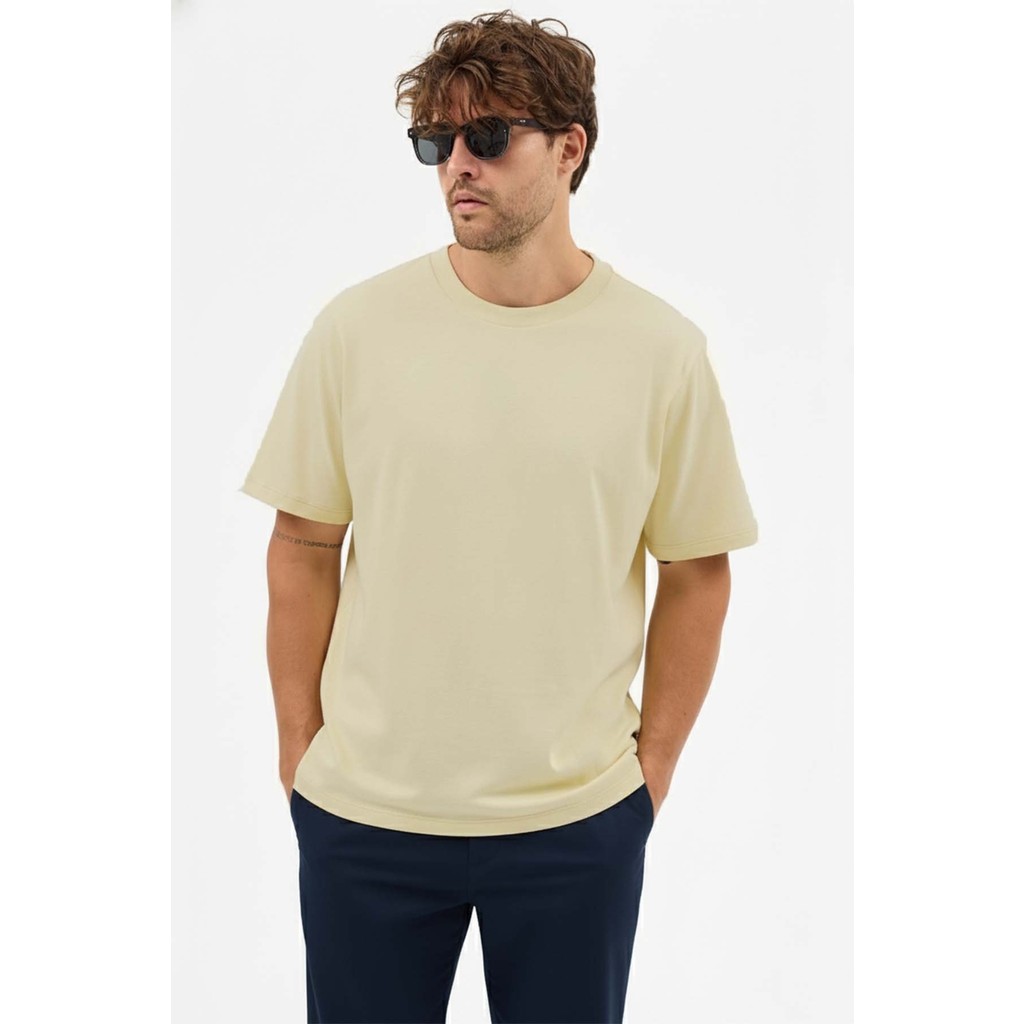 goffra Erkek Premium Kalite Yoğun Dokulu Pamuklu T-Shirt Açık Sarı M101-R0220-03 Giyim & İç Giyim Fiyatı