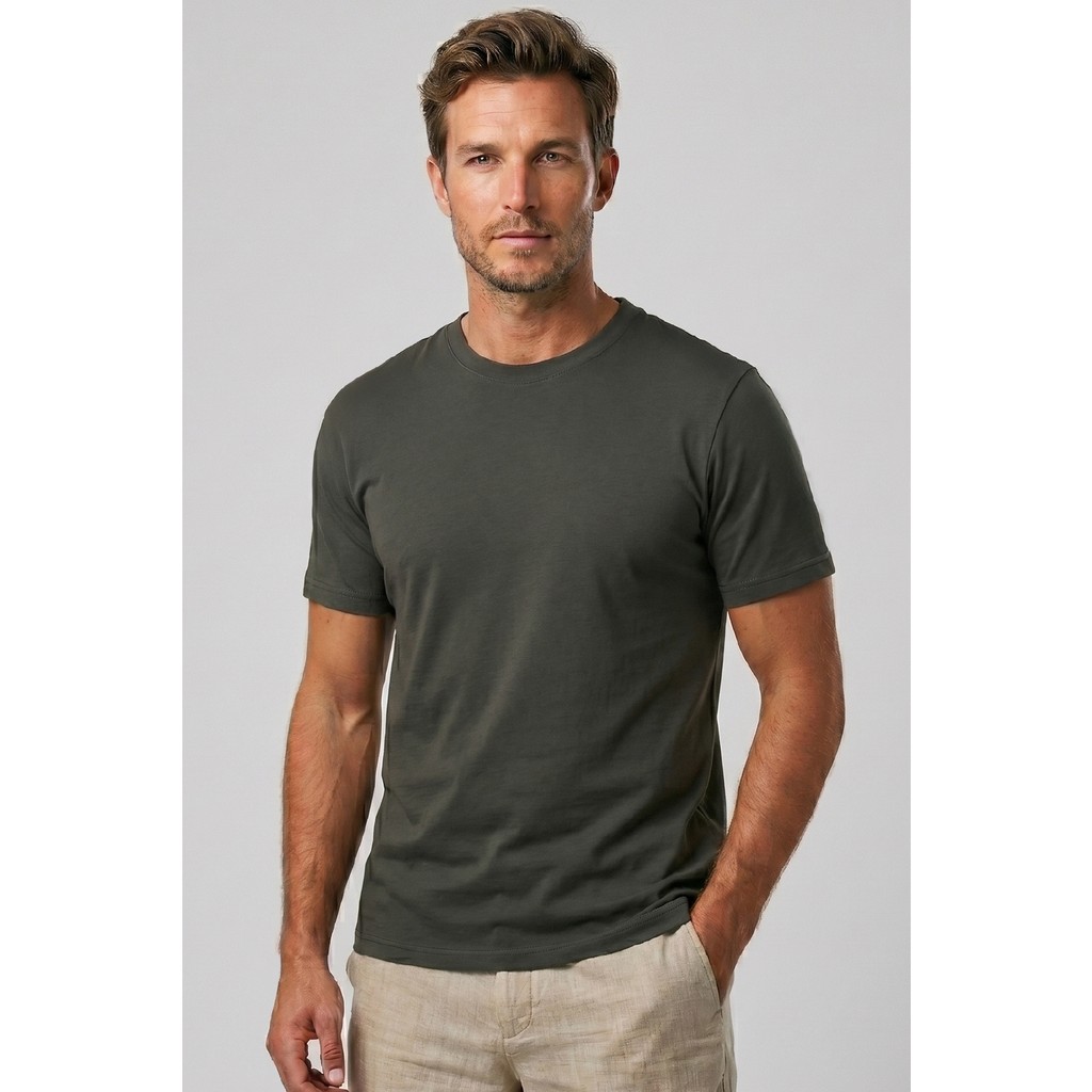 goffra Erkek Vision Premium Kalite Yoğun Dokulu Pamuklu T-Shirt Haki M101-R0220-11 Erkek T-shirt Fiyatı