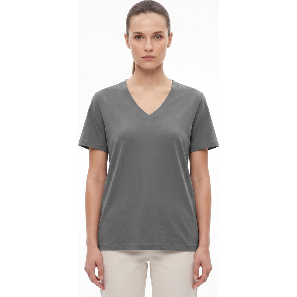 goffra Kadın Vision V Yaka Premium Kalite Yoğun Dokulu Pamuklu T-Shirt Koyu Gri W102-R0220-05 Giyim & İç Giyim Fiyatı