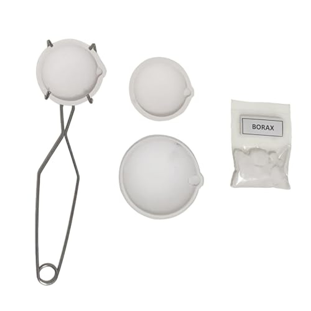 Gofrvikoe 1PC 500g and 2 PCS 150g Ceramic Crucible Bowl Dish Cup Set Refining Melting Gold Silver Copper Jewelry Tool with Whip Tongs Handle 2A and 20g Pure Borax for Metal Melting