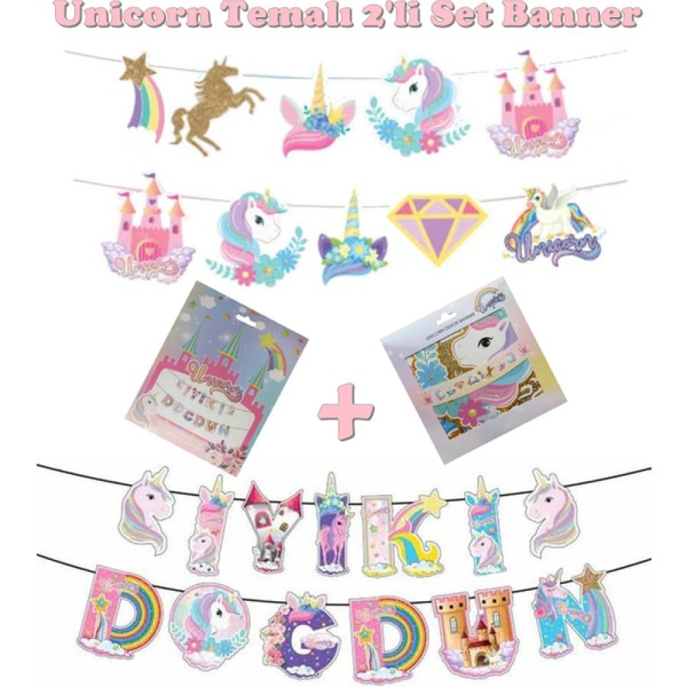 Gogopak Unicorn Temalı 2'li Set Uzar Yazı Banner Oto Boyaları Fiyatı