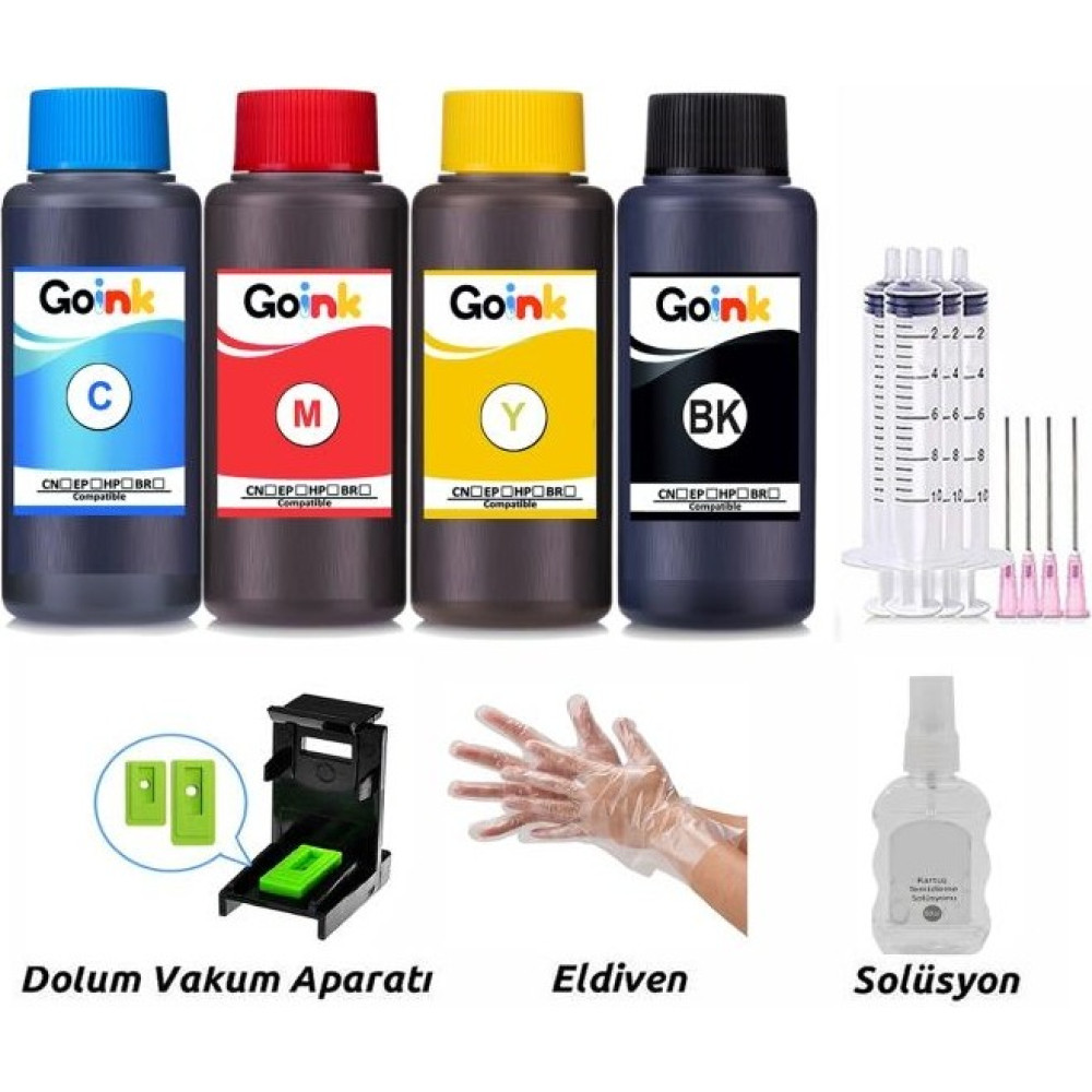 Goink Canon Pixma E3640 Uyumlu Kartuş Dolum Seti | 4 Renk Goink Müre - Renkli - Siyah Muadil Kartuş Fiyatı