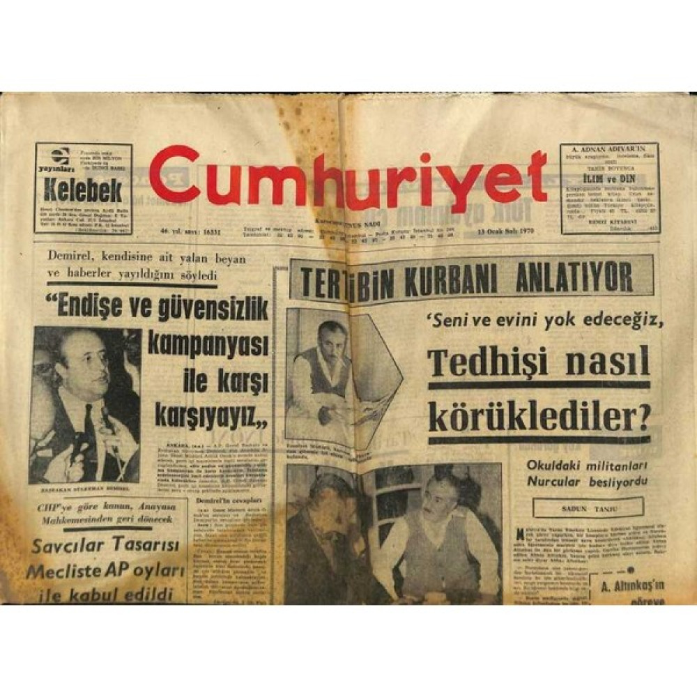 Gökçe Koleksiyon Cumhuriyet Gazetesi 13 Ocak 1970 - Demirel , Kendisine Ait Yalan Beyan ve Haberler Yayıldığını Söyledi  GZ80273 Oto Boyaları Fiyatı