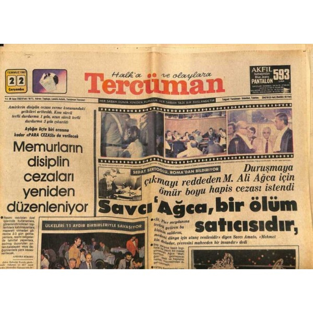 Gökçe Koleksiyon Tercüman Gazetesi 22 Temmuz 1981 - Perihan Savaş   Ibrahimi  Hem Seviyor , Hem Sayıyorum  GZ65930 Oto Boyaları Fiyatı