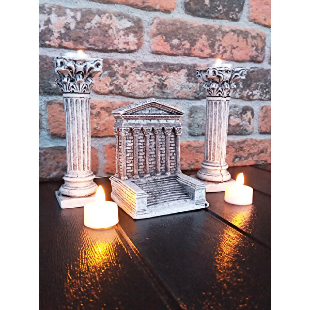 Gökçen Hobi Antik Sütun Mumluk Tapınak Set. Column Candle Holder Şamdan Fiyatı