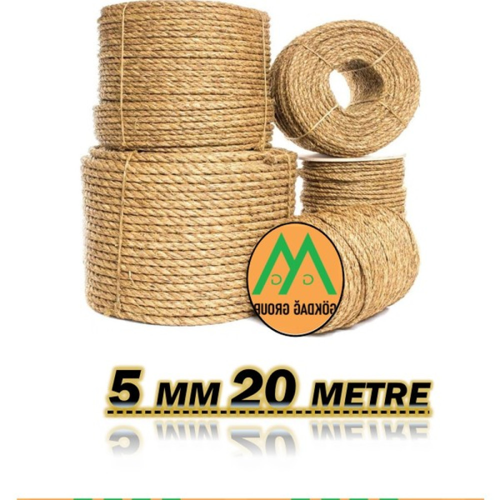 Gökdağ Group Tam Kesit 20 Metre Jüt Ip Kendir Halat 5 mm Jut Halat-Hasırıp-Kendir Ip-Salıncak Ipi 5 mm 20 Metre Nalburiye & Hırdavat Fiyatı