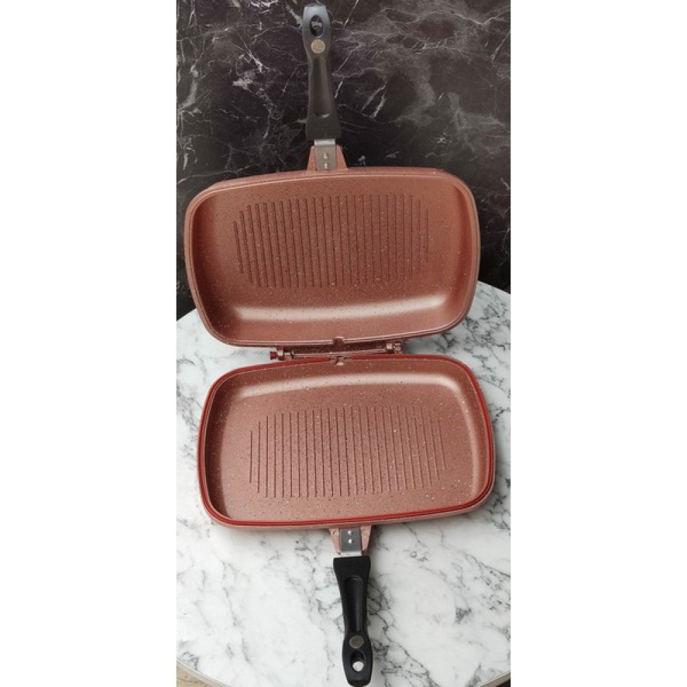 Göksan Mutfak Çift Taraflı Izgara Tava 36 cm Rose - 15 - Rose Gold Tavalar Fiyatı