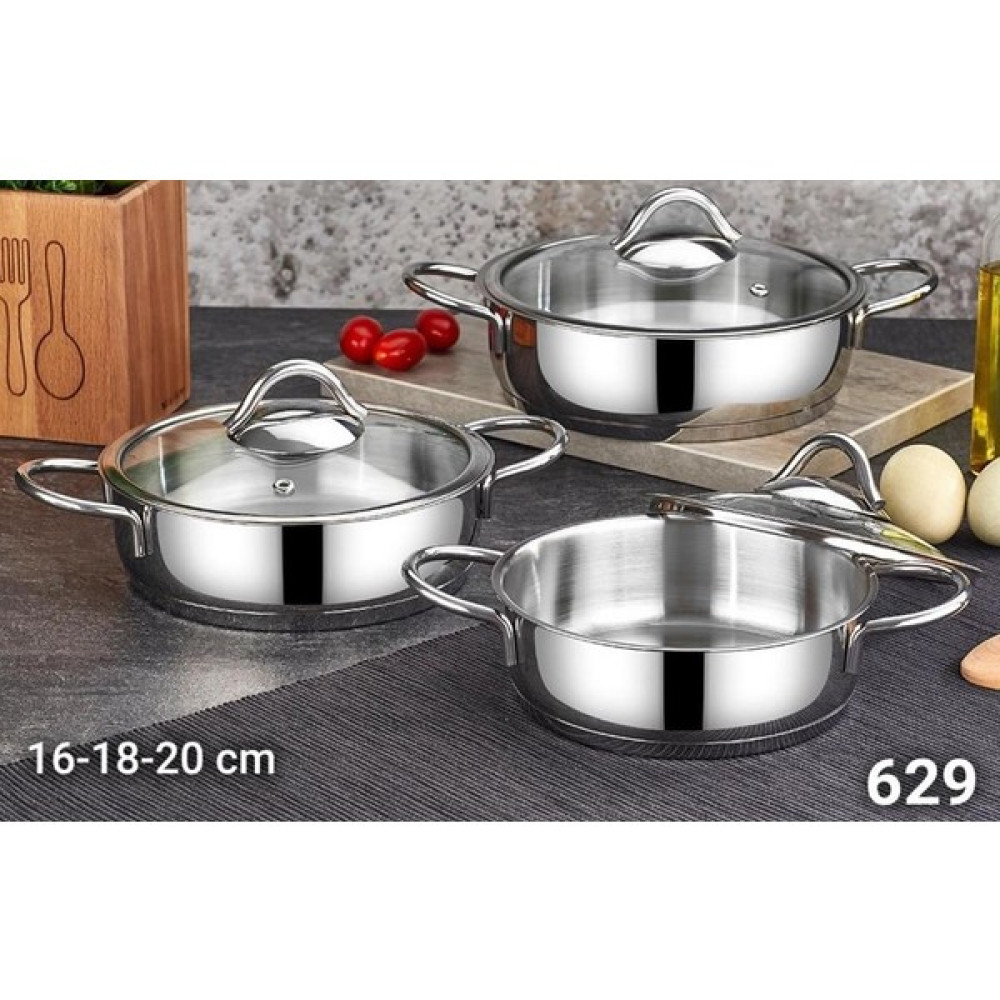 Göksan Mutfak Togo Çelik Omlet Tava Sahan Seti 3lü - Gümüş - 16x18x20 Tencereler Fiyatı