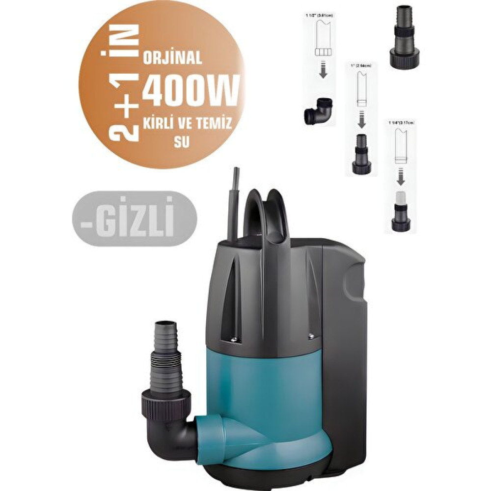 Gold Ak Milan GAM-400A Temiz ve Kirli Su Gizli(Içten) Flatörlü 400 Watt 220V Drenaj Dalgıç Pompa Su Motoru Fiyatı