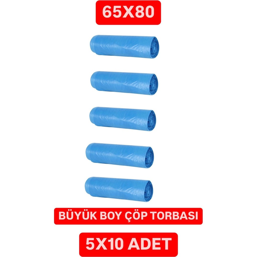 Gold Ambalaj Büyük Boy Çöp Torbası 5'li (5x10 50 Adet) Büyük Boy Çöp Poşeti Yırtılmaz Diğer Fiyatı