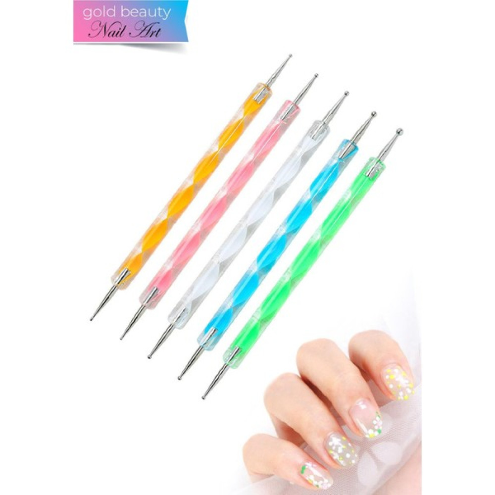 Gold Beauty Nail Art Tırnak Süsleme Kalemi 5li Dot Noktalama Kalem Seti Tırnak Bakımı Fiyatı