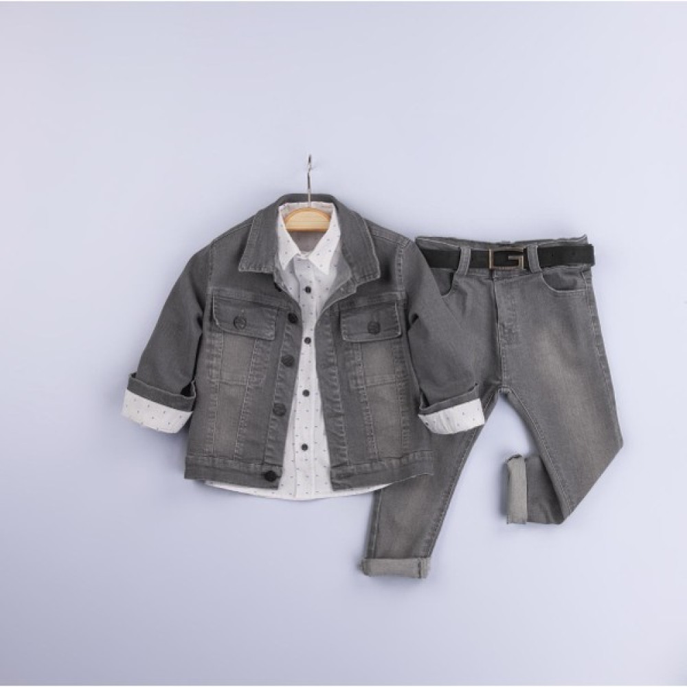 Gold Class Kidswear Çift Cepli Gömlekli Erkek Çocuk Kot Takım Erkek Çocuk Giyim Takımı Fiyatı