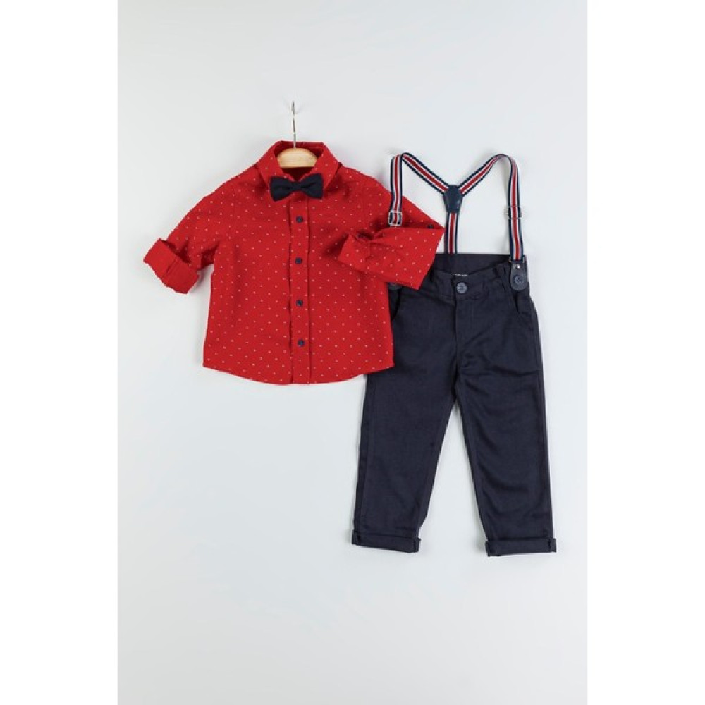 Gold Class Kidswear Erkek Çocuk Yaprak Desenli Salopetli Gömlekli Takım Erkek Çocuk Giyim Takımı Fiyatı