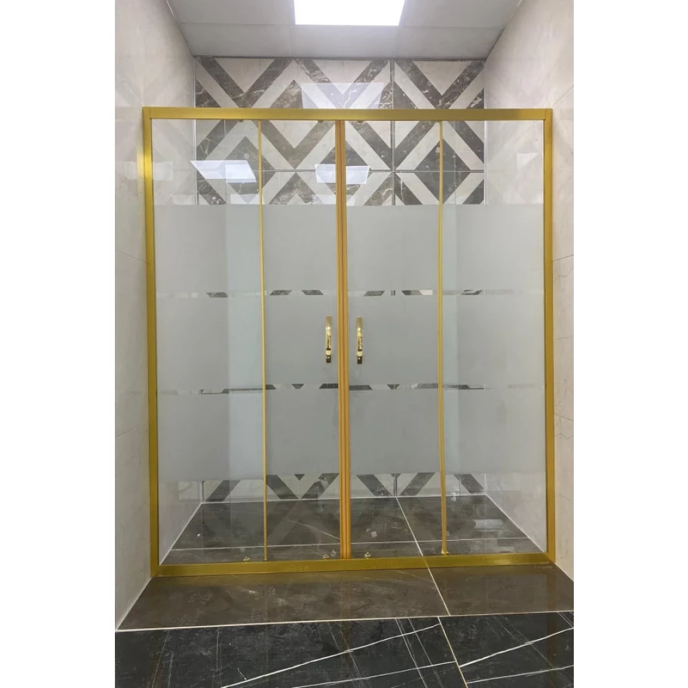 Gold Desenlı Kumlama 5Mm Camlı Yukseklık 190 Cm Duz Dusakabın Duşakabin Fiyatı