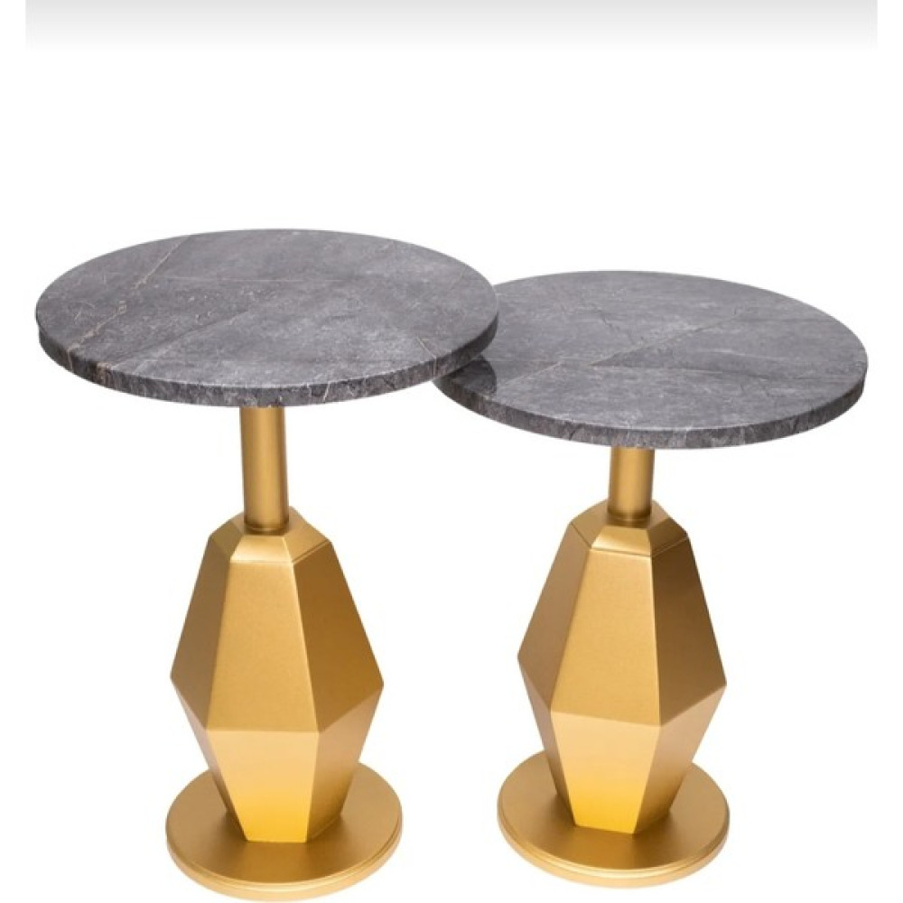 Gold Design Ikili Mantar Prizma Mdf Mermer Desenli Gold Zigon Sehpa - Siyah Mermer Zigon Sehpa Fiyatı