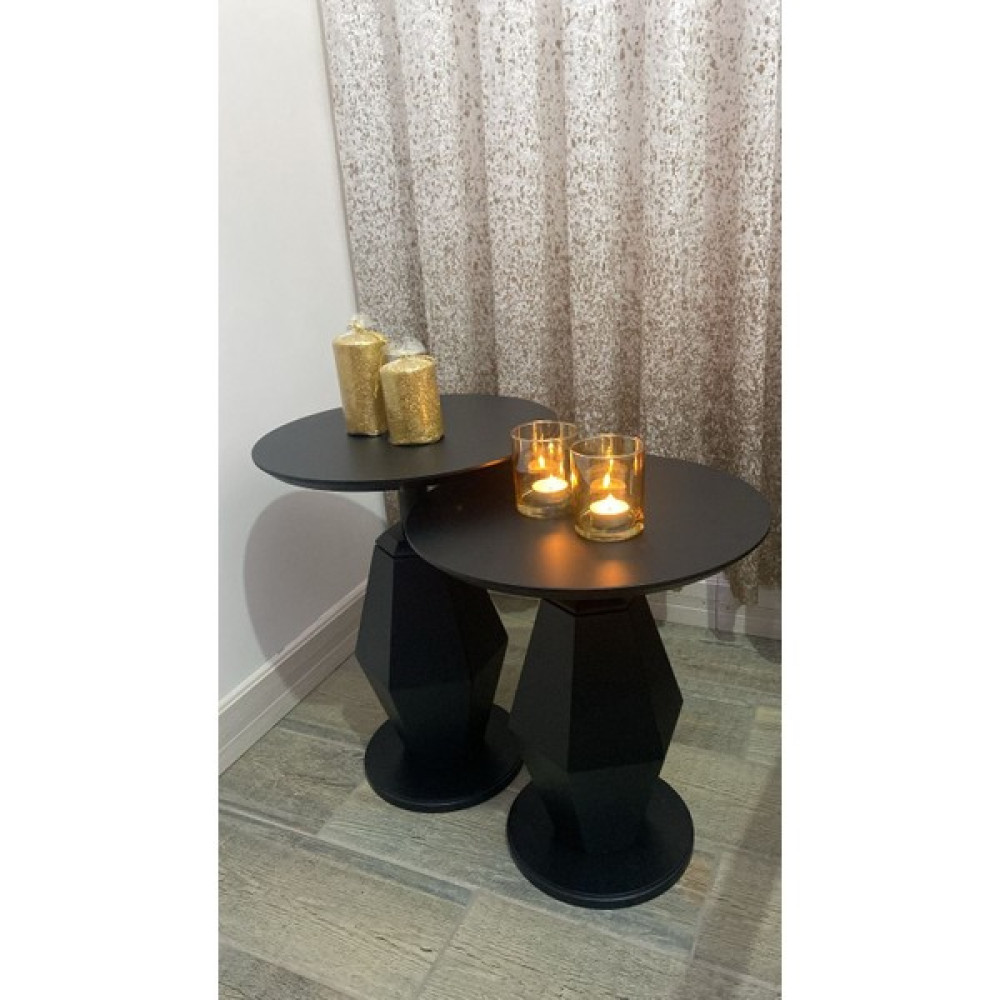 Gold Design Ikili Mantar Prizma Mdf Siyah Zigon Sehpa Zigon Sehpa Fiyatı