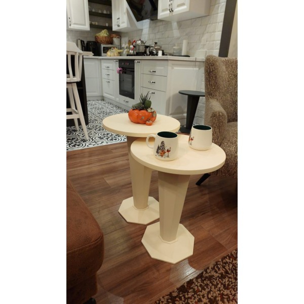 Gold Design Ikili Piramit Ahşap Mdf Krem Zigon Sehpa Zigon Sehpa Fiyatı