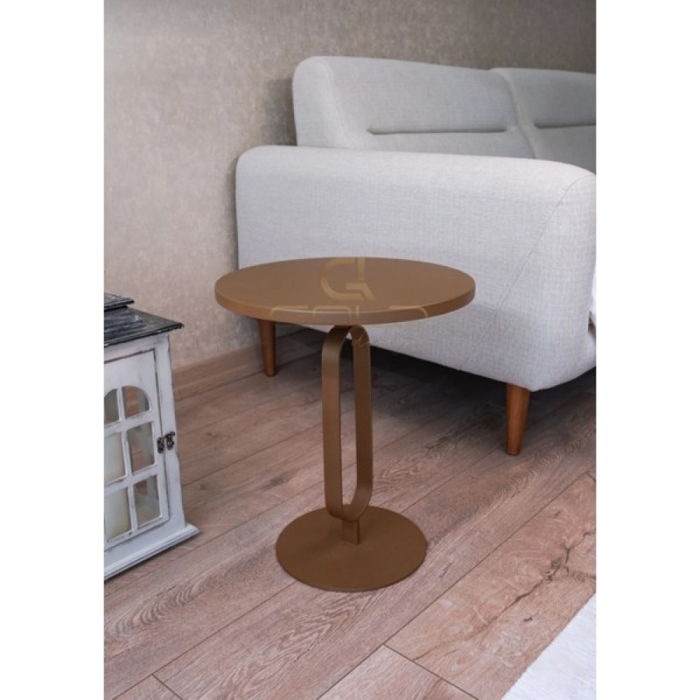 Gold Design Tekli Biblo Metal Ayaklı Açık Kahverengi 50 cm Yan Sehpa Yan Sehpa Fiyatı