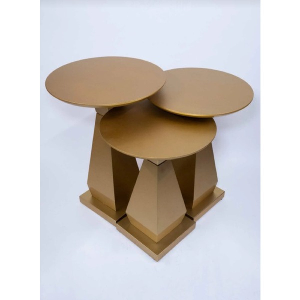 Gold Design Üçlü Majestik Ahşap Mdf Gold Zigon Sehpa Zigon Sehpa Fiyatı