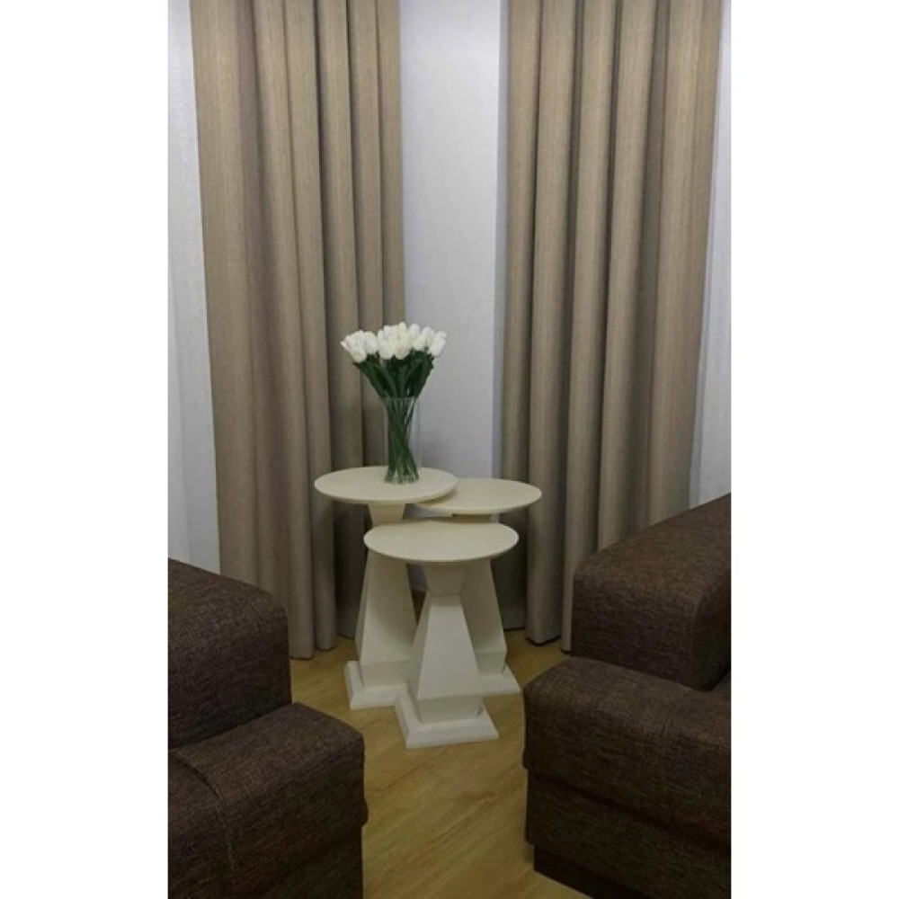 Gold Design Üçlü Majestik Ahşap Mdf Krem Zigon Sehpa Zigon Sehpa Fiyatı