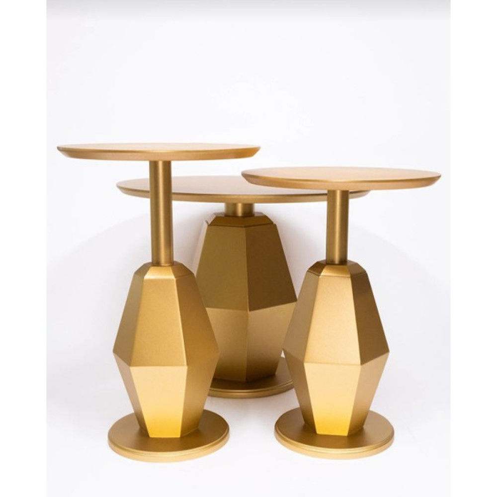 Gold Design Üçlü Mantar Prizma 2in1 Set,mdf Gold Ikili Zigon Sehpa ve Orta Sehpa Zigon Sehpa Fiyatı
