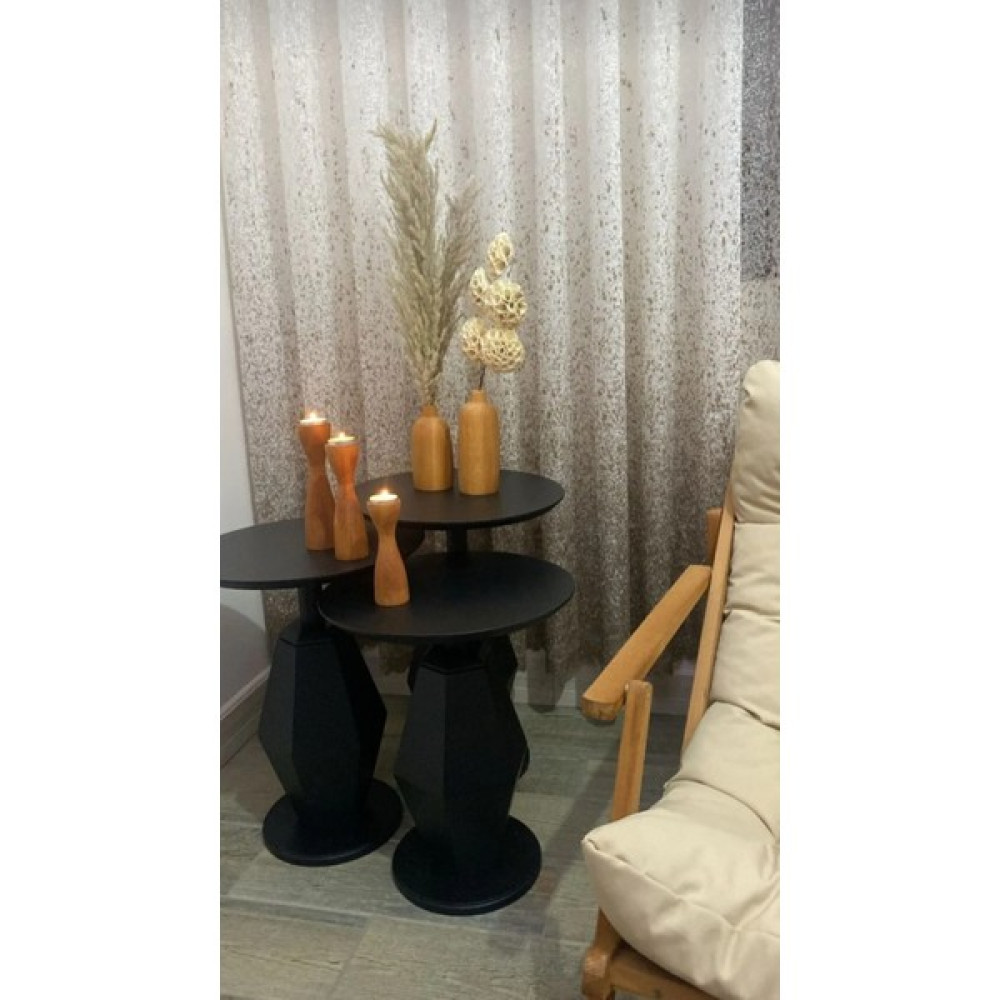 Gold Design Üçlü Mantar Prizma Mdf Siyah Zigon Sehpa Zigon Sehpa Fiyatı