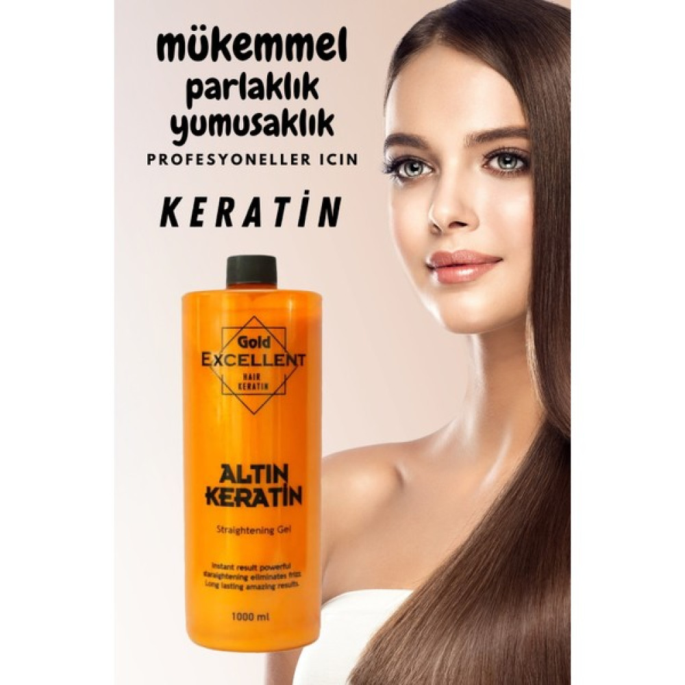 Gold Excellent Saç Düzleştirici Gold Keratin Bakımı Brezilya Fönü 1000 ml Saç Bakım Maskeleri & Serumlar & Spreyler Fiyatı