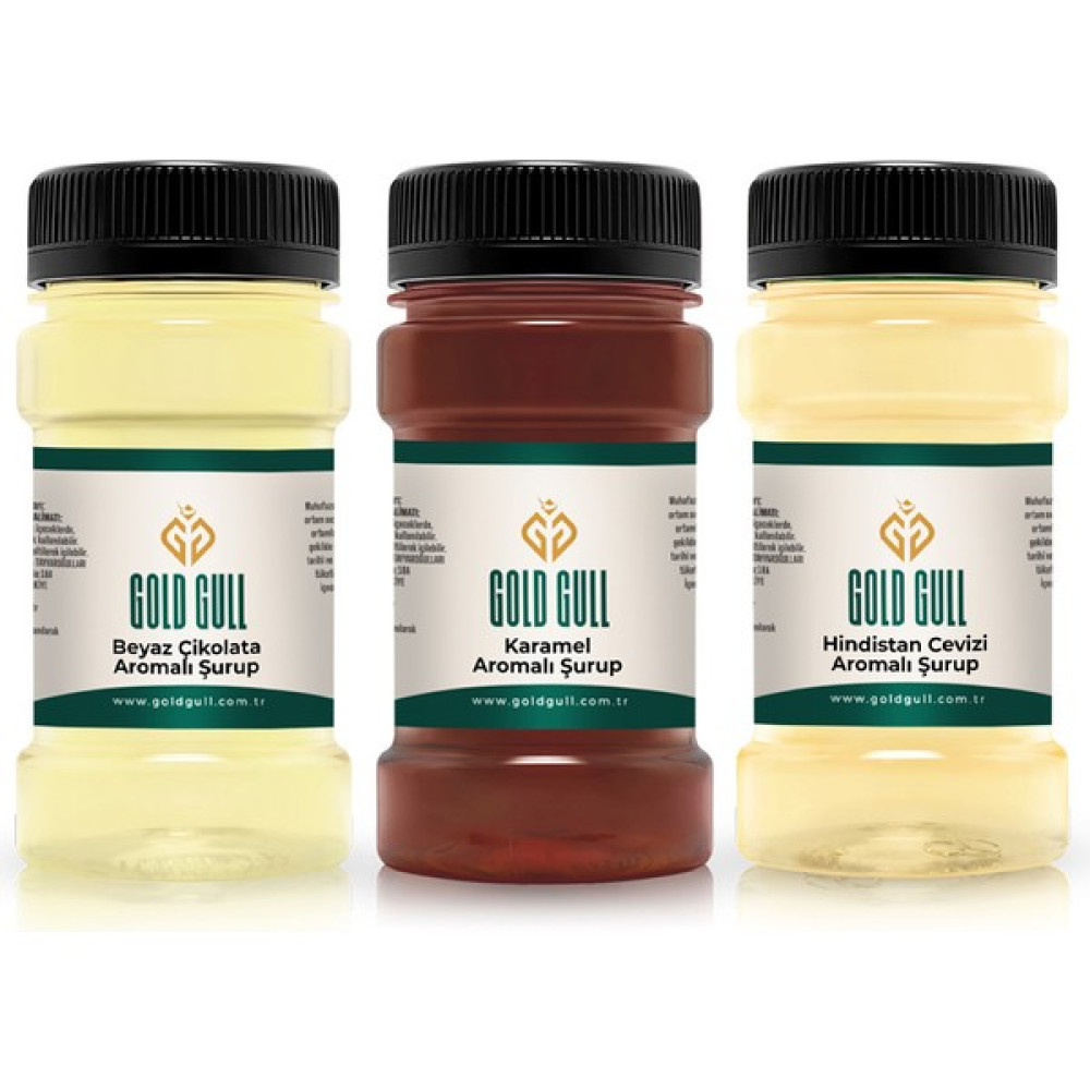 Gold Gull Beyaz Çikolata, Karamel & Hindistan Cevizi Aromalı Kahve & Meyve Şurupları 3 x 80 ml Diğer Fiyatı