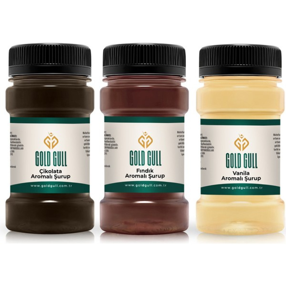Gold Gull Çikolata, Fındık & Vanilya Aromalı Kahve & Meyve Şurupları 3 x 80 ml Diğer Fiyatı