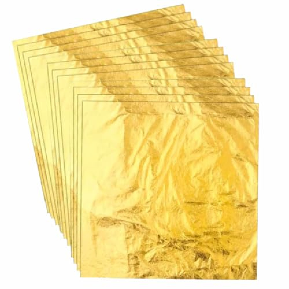 Gold Leaf Sheets for Art, 200 Pcs Gold Foil Sheets for Painting, Resin, Gilding, Nails, DIY Greeting Card, Gold Foil Sheets for Crafts, Rock Painting, Bronzing, Gold Leaf Sheet- 5.5x5.5in