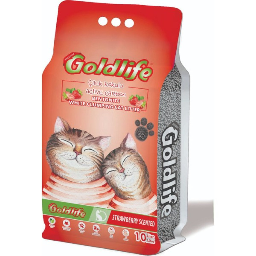 Gold Life Kedi Kumu 10 lt Active Carbon Çilek Kokulu Bentonit Evcil Hayvan Ürünleri Fiyatı