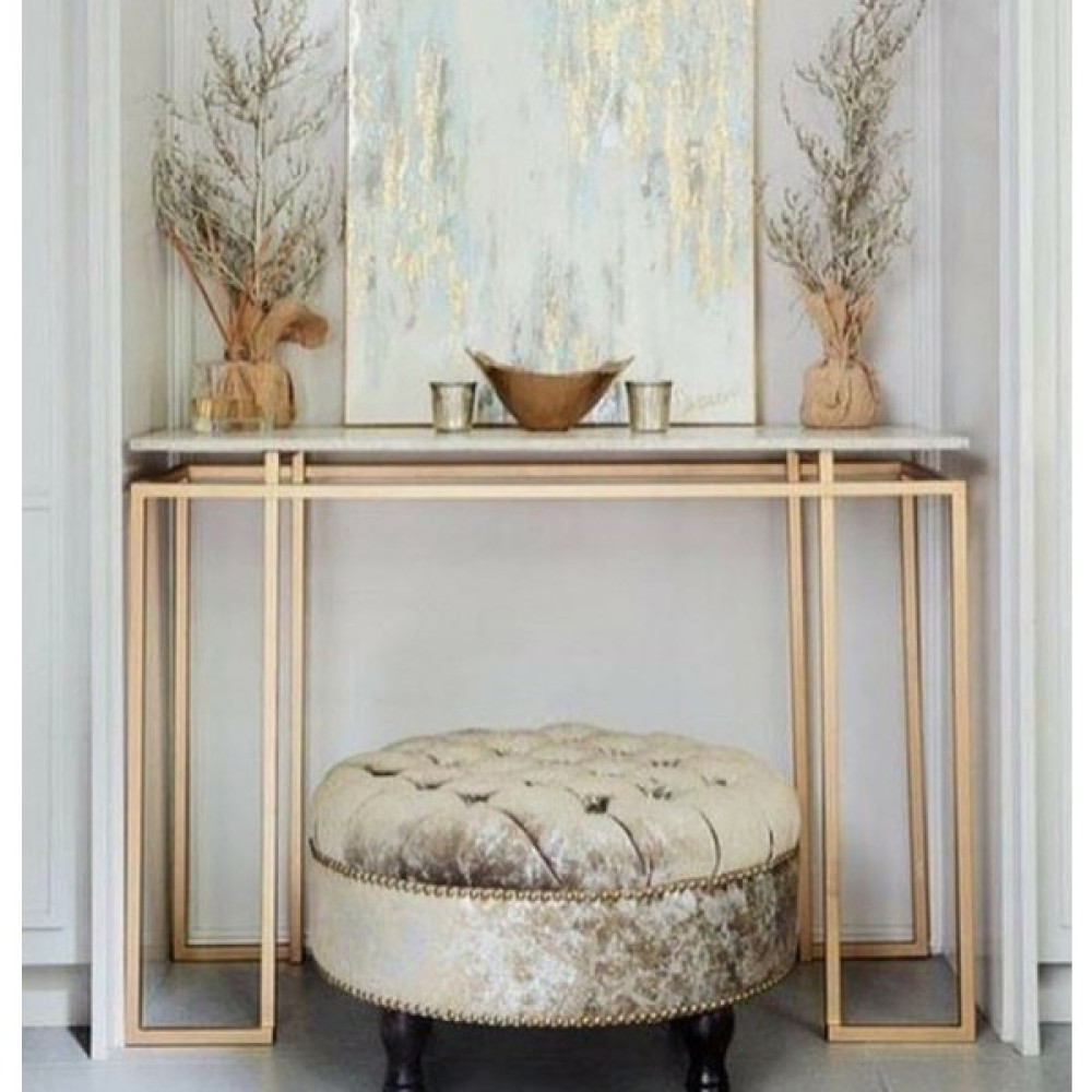 Gold Metal Luxury Dresuar,Sarı Eskitme Metal Ve Mermer Tabla Dresuar / Makyaj Masası Fiyatı
