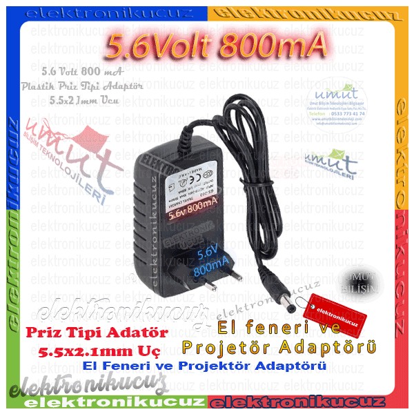 Gold Silver 5.6 Volt 800MA Fener Projektör Şarj Aleti Uyumlu 5.6V 800MA GS-202-2630-2621-8006 Adaptör Projeksiyon Fiyatı