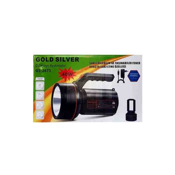 Gold Silver GS-2671 Şarjlı El Feneri 40W+28 Smd LED Projektör Projeksiyon Fiyatı