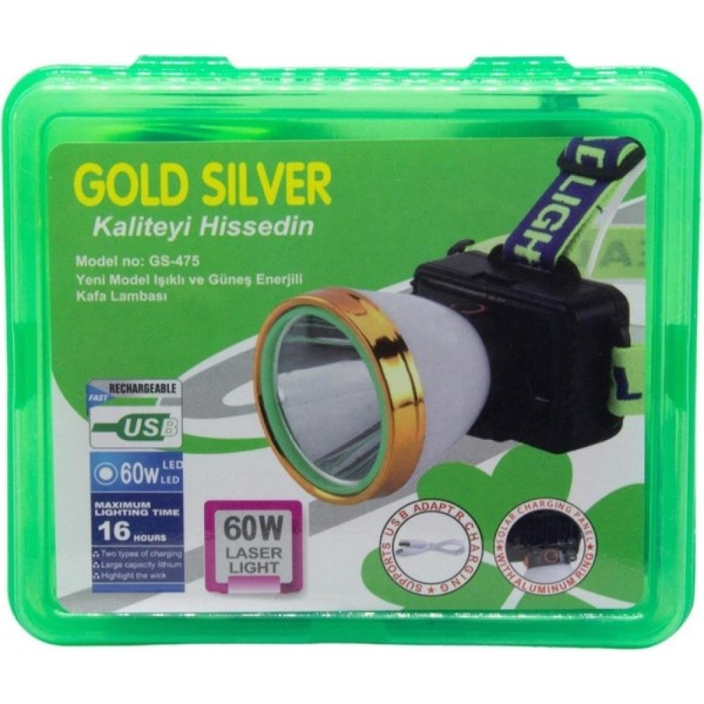 Gold Silver GS-475 60W Güneş Enerjili Kafa Lambası Kafa Feneri Fiyatı