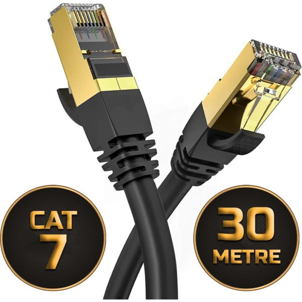 Gold Step Cat 7 Ethernet Kablosu 10 Gigabit/s 600 Mhz Premium Metal Zırhlı RJ45 Konnektör - 30 m Ağ / Network Kablosu Fiyatı