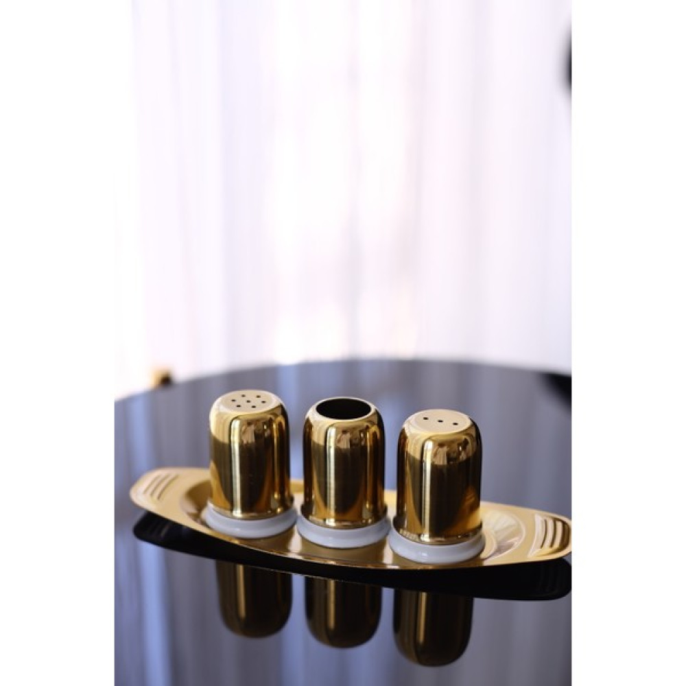 Goldbet Home 3 Lü Tuzluk / Biberlik / Kürdanlik Seti Gold (Tuzluk-Bıberlık-Kürdanlık) Baharat Setleri & Baharatlıklar Fiyatı