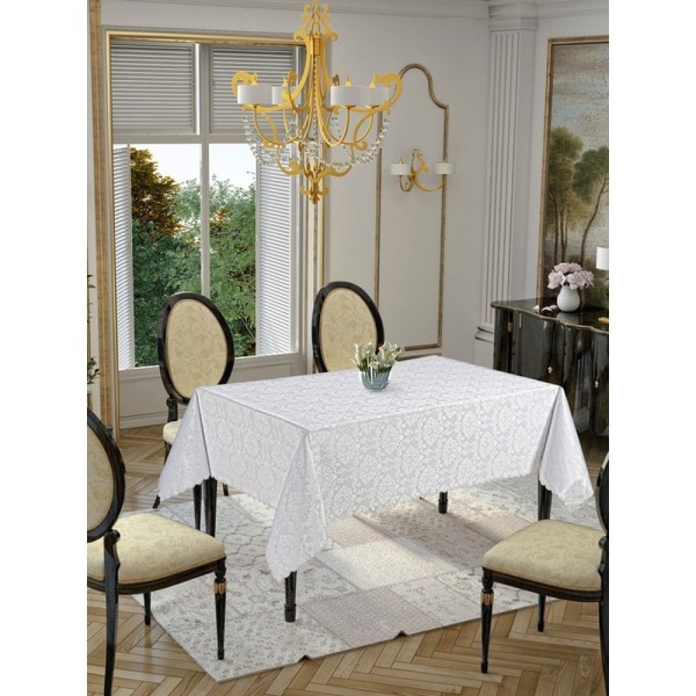 Golden Laurel Dertsiz Leke Tutmaz Jakarlı Polyester Günlük Kullanım Masa Örtüsü - Beyaz - 10 x 10 cm Masa Örtüsü Fiyatı